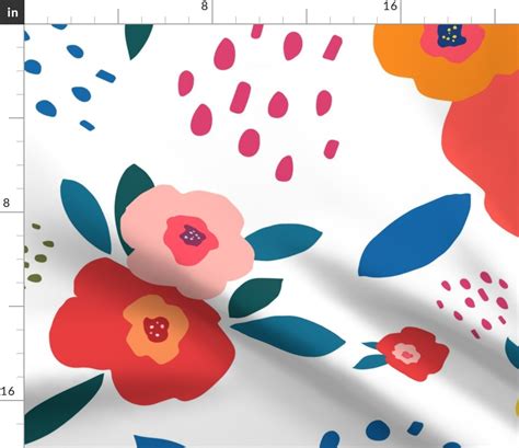 Poppy Flower Cut Out - Jumbo, White Fabric | Spoonflower