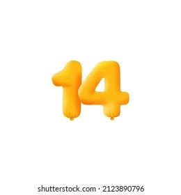 Orange 3d Number 14 Balloon Realistic Stock Vector (Royalty Free) 2122503644 | Shutterstock