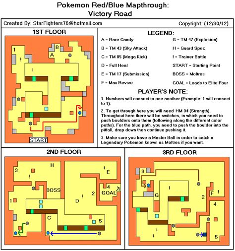 Pokemon Blue Version Victory Road Map Map for Game Boy by ...