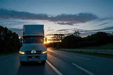 Premium AI Image | An electric truck carries cargo along the road