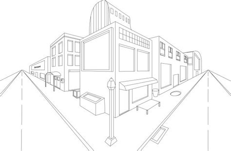 Two-Point Perspective Street Drawing | Point perspective, Perspective ...