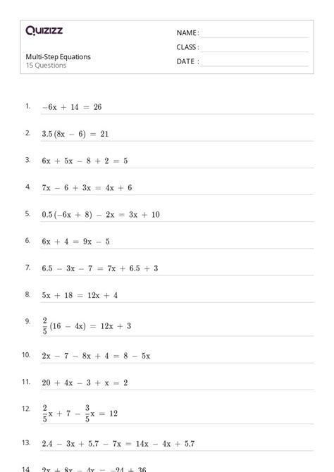 50+ Multi-Step Equations worksheets for 8th Grade on Quizizz | Free ...