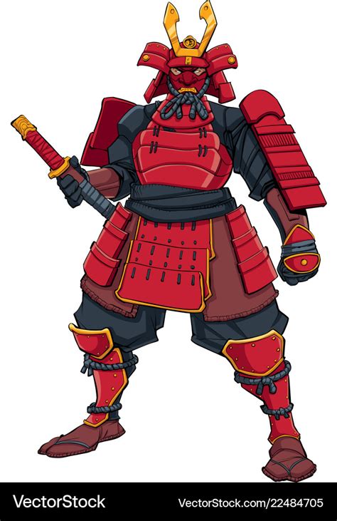 Samurai warrior red Royalty Free Vector Image - VectorStock