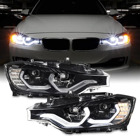 AKKON For 2012 2013 2014 2015 BMW F30 3-Series Sedan [FULL LED] Halogen-Type Projector Black ...