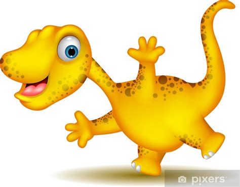 Sticker cute yellow dinosaur cartoon - PIXERS.CA