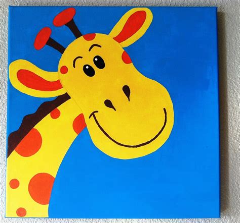 Cute Peekaboo GIRAFFE... Handpainted Acrylic Painting on