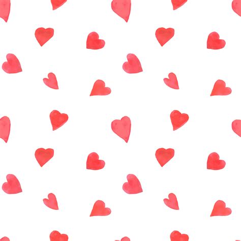 Watercolor hearts seamless pattern. Repeating Valentines day background with painted red hearts ...