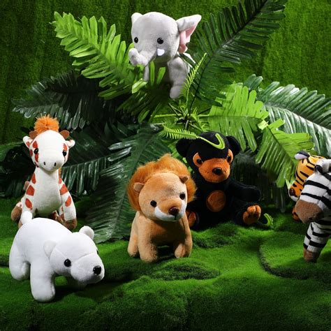 Buy 7 Pieces Plush Safari Animals 4.72 Inches Jungle Stuffed Animal Set Includes Plush Giraffe ...
