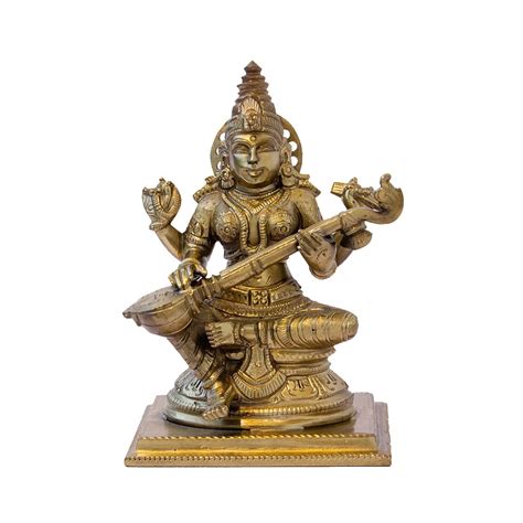 Buy The Thar Gallery - Maa Saraswati Idol Sitting on Base / Devi Siddhi for Puja MATA Saraswati ...