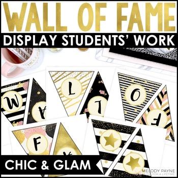 Wall of Fame Banner {Chic & Glam Classroom Decor Pennant} | TpT