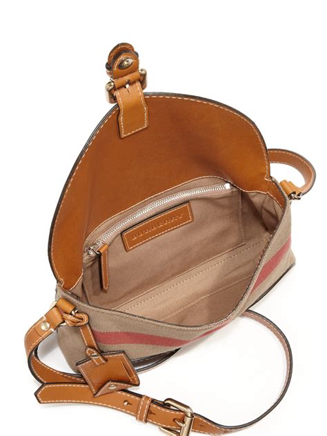 Lyst - Burberry Small Leather & Canvas Check Henham Crossbody Bag in Brown