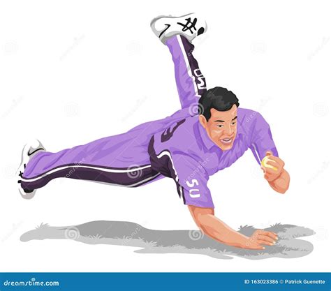 Vector of Cricket Fielder Taking Catch Stock Vector - Illustration of ...