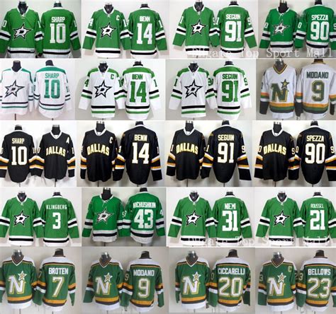 2021 Dallas Stars Jerseys Ice Hokcye Green White 10 Patrick Sharp 14 Jamie Benn 90 Jason Spezza ...