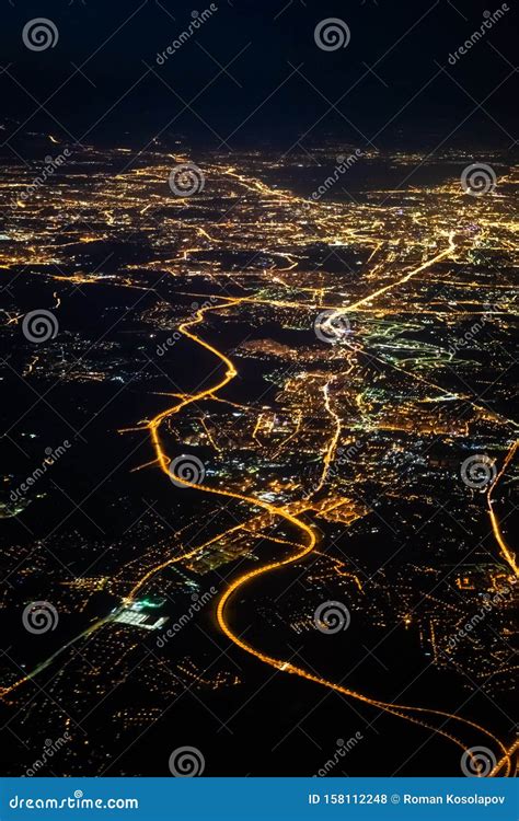 Aerial View of a City of Moscow at Night. City of Moscow Picture Made ...