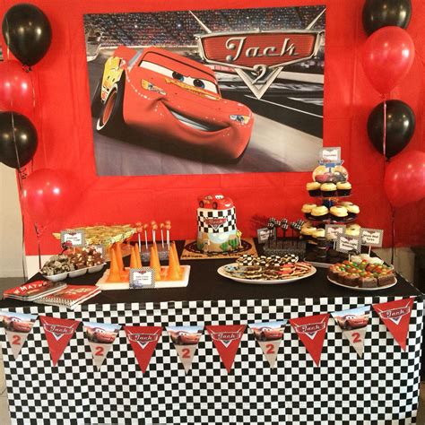 Disney Cars Party. Dessert table. Cars themed food Lightning McQueen. This is from my son's ...