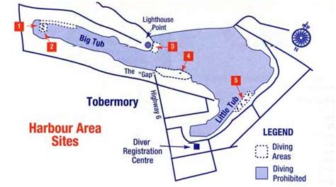 Scuba dive sites map of ship wrecks in Tobermory