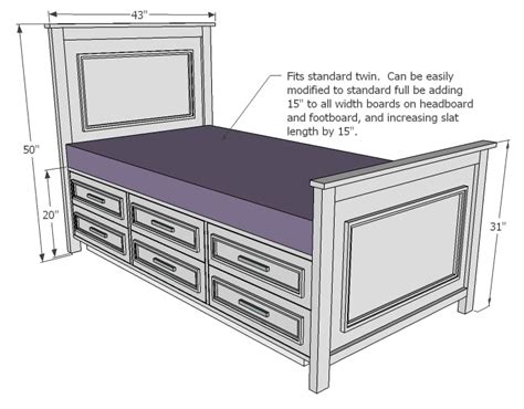 Woodworking Plans Twin Bed Frame With Drawers Plans PDF Plans