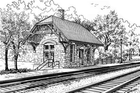 Highlands Train Station Art Print | Train station art, Architecture ...