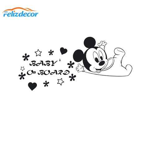 21*10cm Baby Boy On Board Sign Mickey Mouse Car Decals Vinyl Cut Cute Baby Sticker Car Rear ...