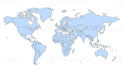 World map template with continents, North and South America, Europe and Asia, Africa and ...