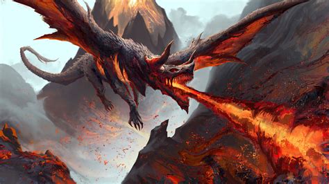 Download Fire-Breathing Lava Dragon Wallpaper | Wallpapers.com