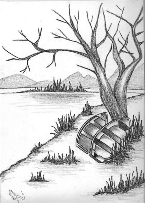 42 Easy Landscape Drawing Ideas For Beginners - Artistic Haven | Pencil ...