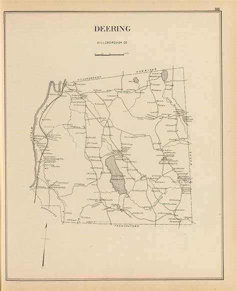 Deering Town, New Hampshire 1892 Old Town Map Reprint - Hurd State ...