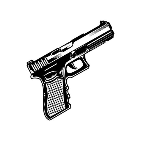 Pistol gun vector Illustration in detailed monochrome style isolated on white background 8257990 ...