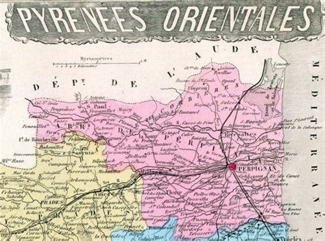 Antique Map of Pyrenees-Orientales, France - 1883 Illustrated Map ...