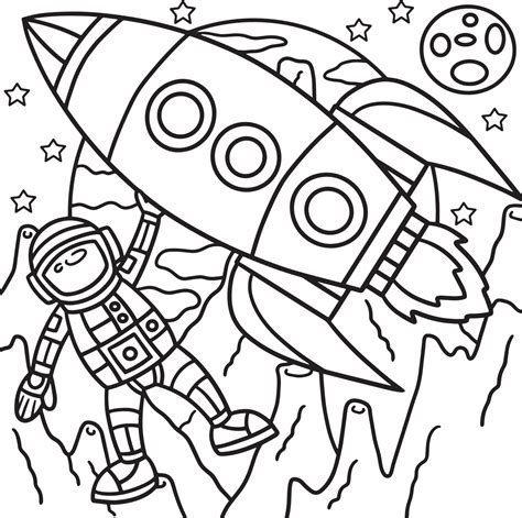 Astronaut Space Rocket Ship Coloring Page for Kids 10993635 Vector Art at Vecteezy