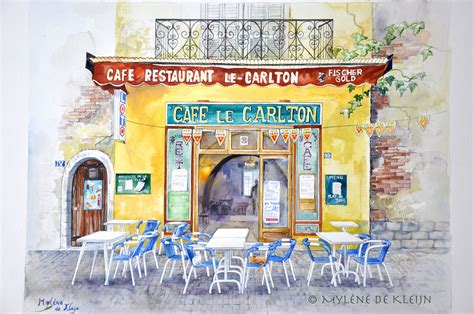 Small cafe in France. Small Cafe, France, Painting, Art, Art Background, Small Coffee Shop ...