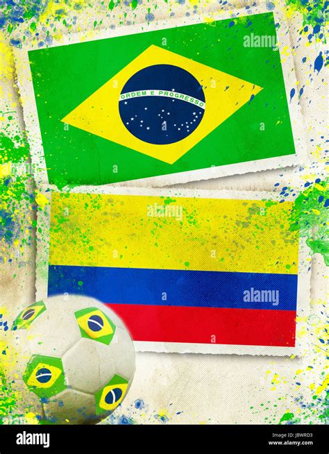 Brazil vs Colombia soccer ball concept Stock Photo - Alamy