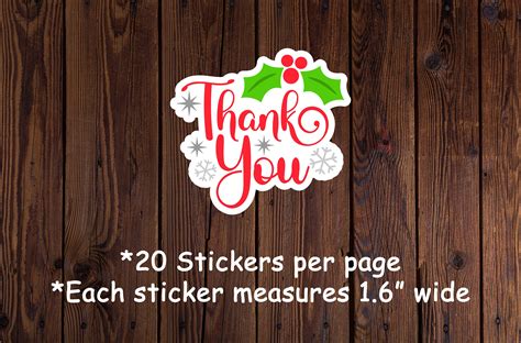 20 Thank You Christmas STICKERS Envelope Seals Christmas | Etsy