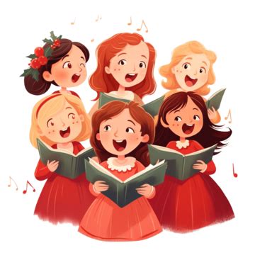 Girls Singing In A Little Choir Singing Christmas Carols Flat ...