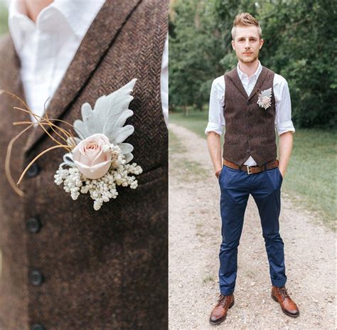 2019 Farm Dark Brown Groom Vests Wool Herringbone Tweed Custom Made ...