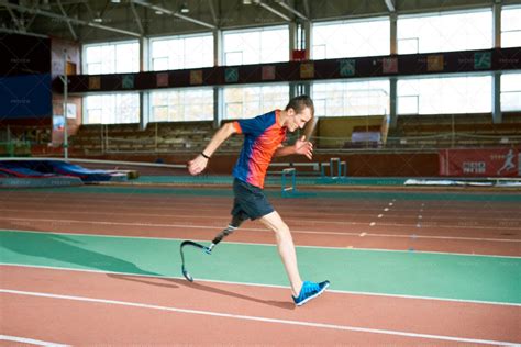 Handicapped Sportsman Running On... - Stock Photos | Motion Array