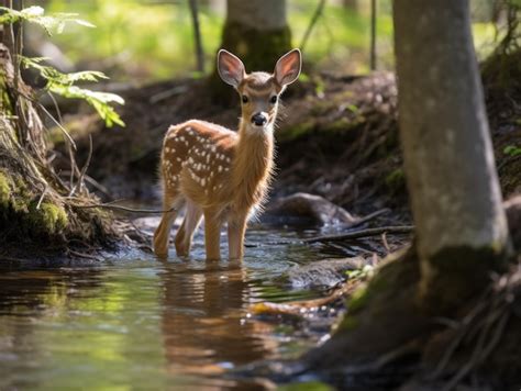 Premium AI Image | a deer standing in water