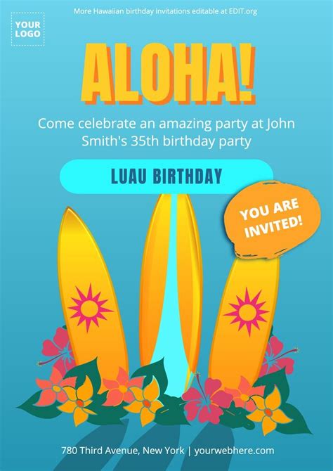 Printable Luau Birthday Invitations