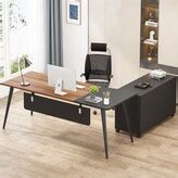 Farfarview 70 Inch L-Shaped Computer Desk with File Cabinet and Storage Shelves, Executive ...
