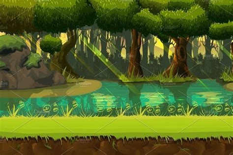 Forest Game Background | Pre-Designed Illustrator Graphics ~ Creative ...