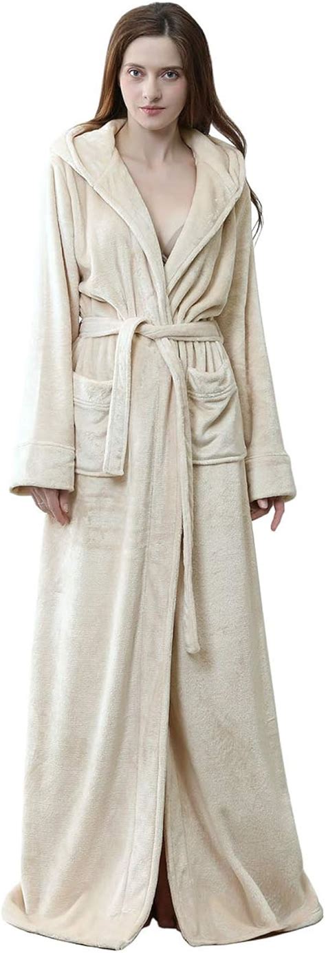 Robes for Women with Hood Long Soft Warm Full Length Sleepwear Luxurious Plush Fleece Winter ...