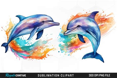 Watercolor Dolphin Illustration PNG Clipart