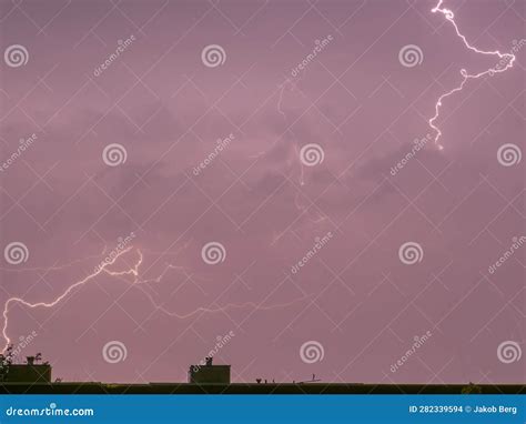 Thunderstorms in the Night Sky. Stock Photo - Image of electrical, electric: 282339594