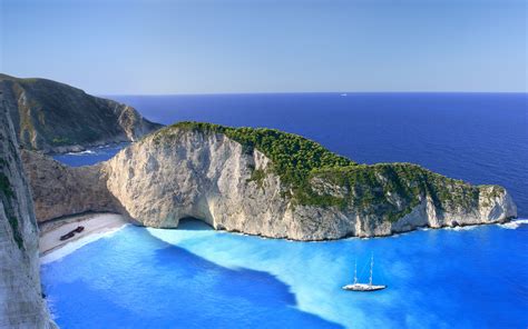 Fonds d'ecran 3840x2400 Côte Grèce Mer Zakynthos, Navagio Crique Falaise Nature télécharger photo