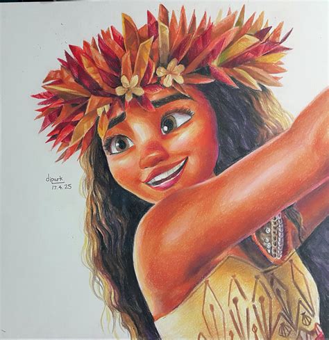 moana fan art colored pencil drawing by KR-Dipark on DeviantArt