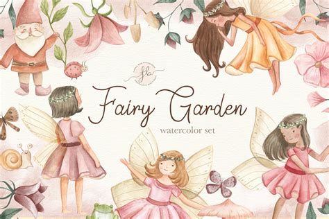 Fairy Garden Watercolor Clipart Enchanted Forest Digital - Etsy