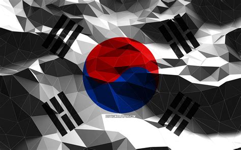 Download wallpapers 4k, South Korean flag, low poly art, Asian countries, national symbols, Flag ...