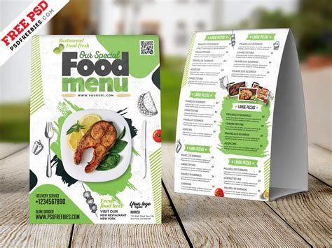 Restaurant Tent card Food Menu Design PSD | PSDFreebies.com