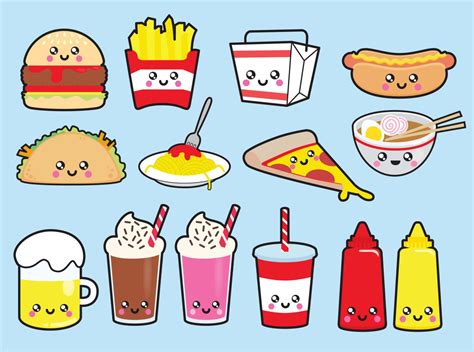 Premium Vector Clipart Kawaii Junk Food Clipart Kawaii Food Clip Art ...