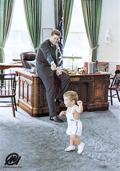 Happy Father's Day! President John F. Kennedy with his son, John F. Kennedy, Jr., in the Oval ...